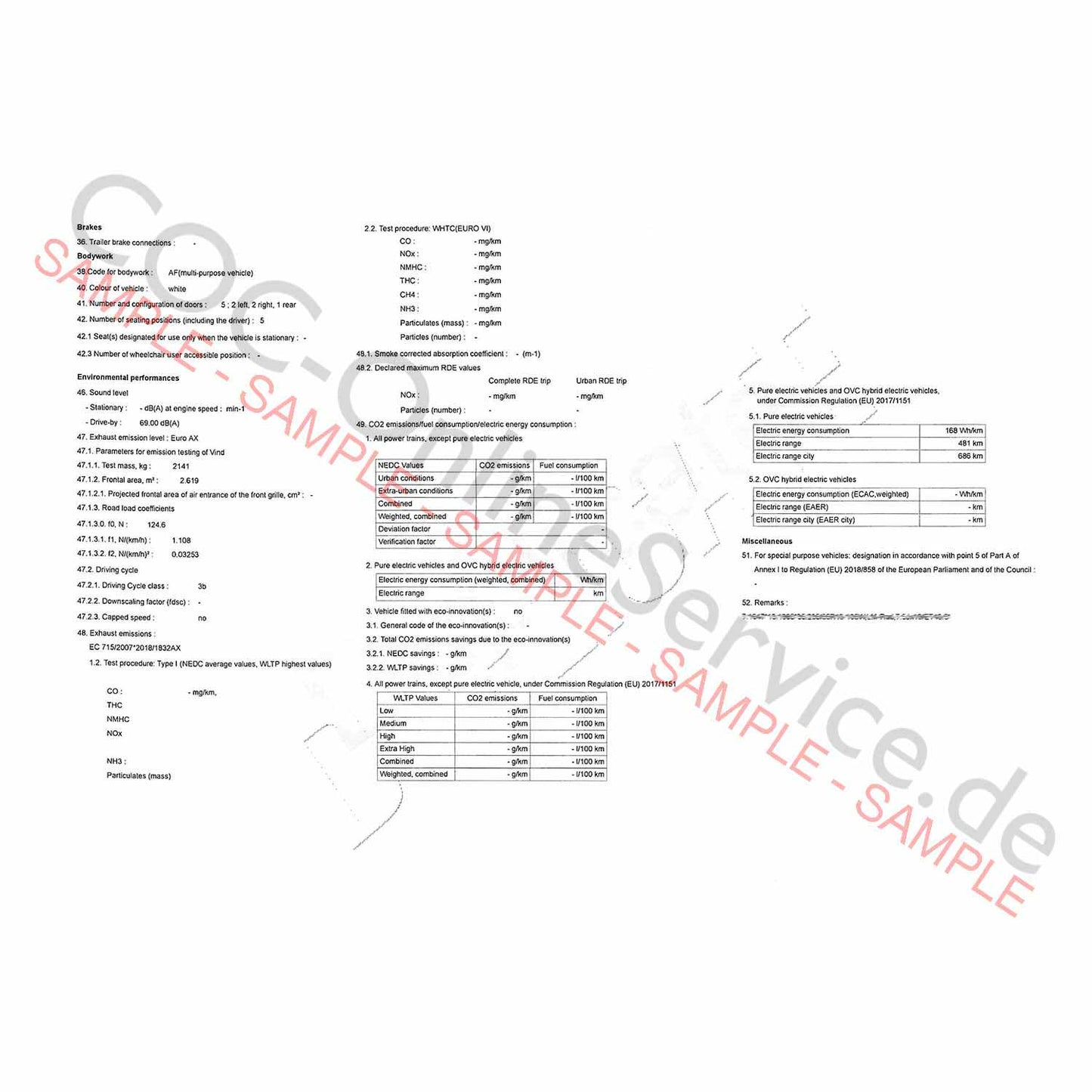 COC Documents for Hyundai (Certificate of Conformity)