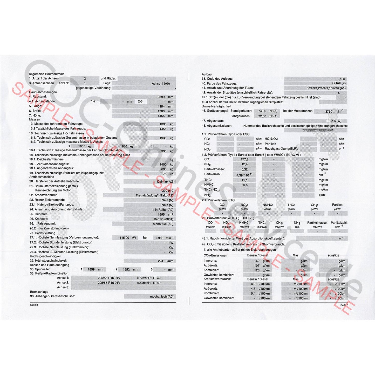 COC-papieren voor Mercedes-Benz (Certificate of Conformity)